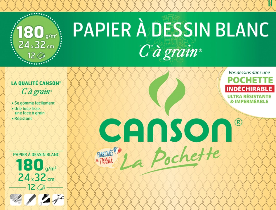 Een "canson tekenpapier ""c"" à grain 320x240 mm 180 g/qm " koop je bij NiceSupplies.nl