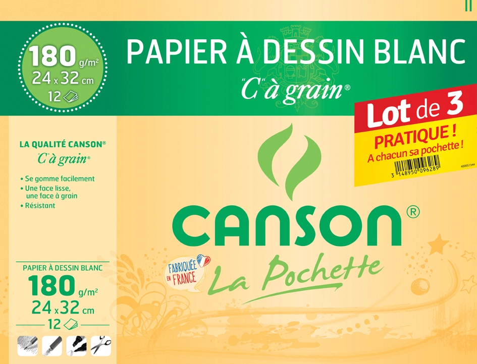 Een "canson tekenpapier ""c"" à grain 320x240 mm 3 stuks set " koop je bij NiceSupplies.nl