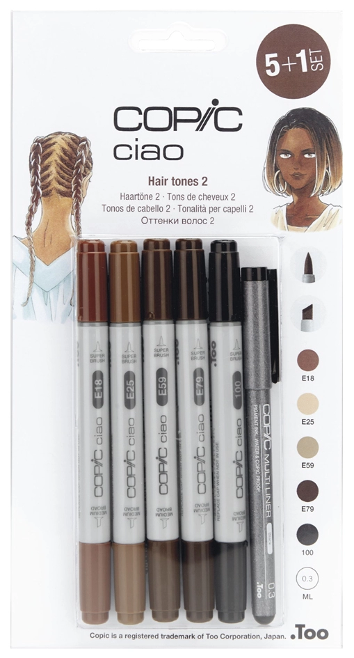 Een "copic marker ciao 5+1 set ""hair tones 2"" " koop je bij NiceSupplies.nl