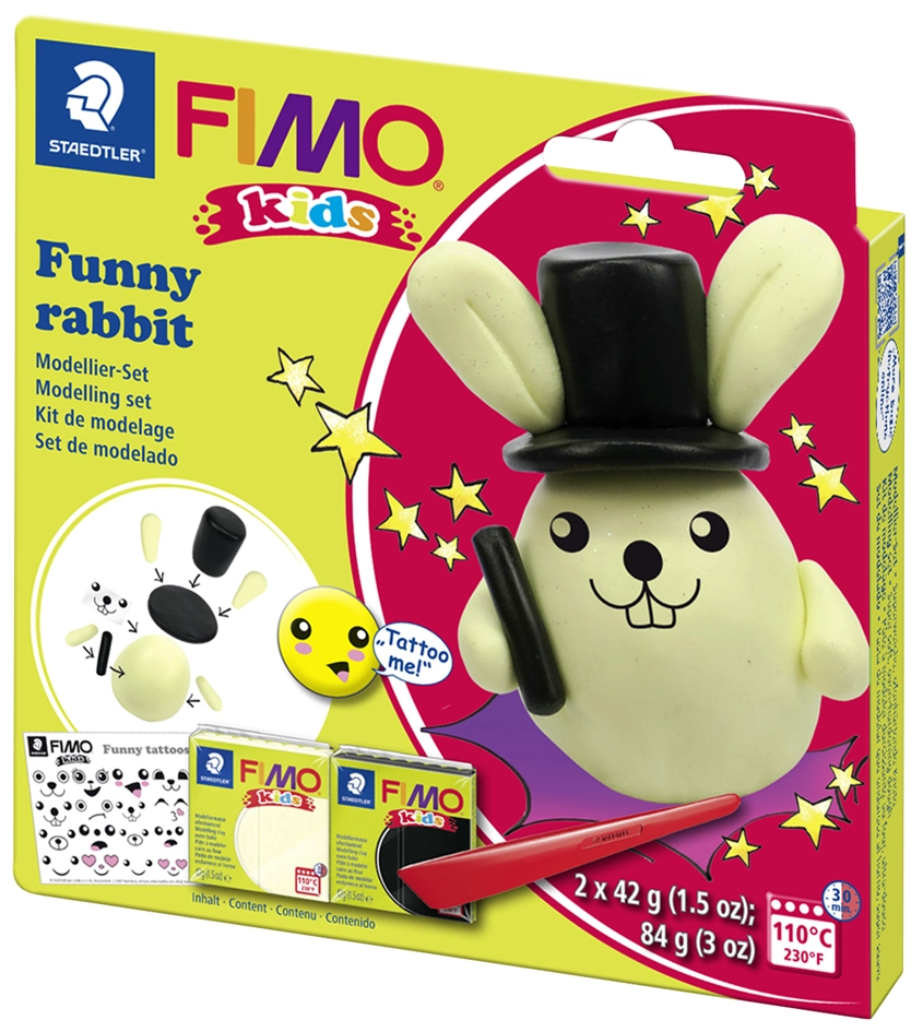 Een "fimo kids boetseer-set ""funny rabbit"" blister " koop je bij NiceSupplies.nl