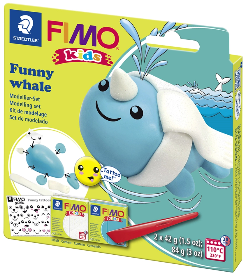 Een "fimo kids boetseer-set ""funny whale"" blister " koop je bij NiceSupplies.nl