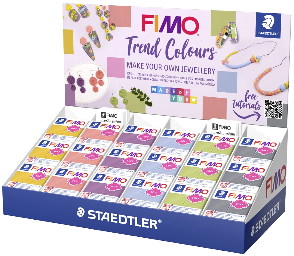 Een "fimo soft boetseerklei ""trend colours"" 72 stuks display " koop je bij NiceSupplies.nl