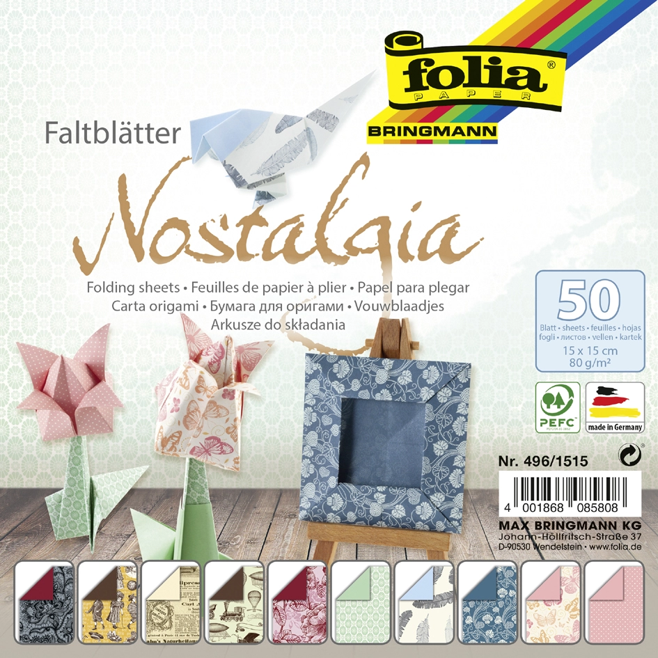 Een "folia faltblätter ""nostalgia"" 150x150 mm 50 vel " koop je bij NiceSupplies.nl