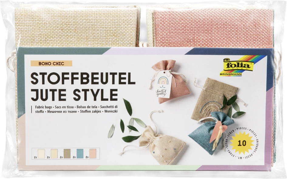 Een "folia stoffzak jute style ""boho chic"" " koop je bij NiceSupplies.nl