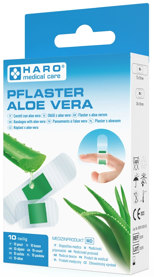 Een "haro pflaster-strips ""aloe vera"" transparant 10 stuks pak " koop je bij NiceSupplies.nl