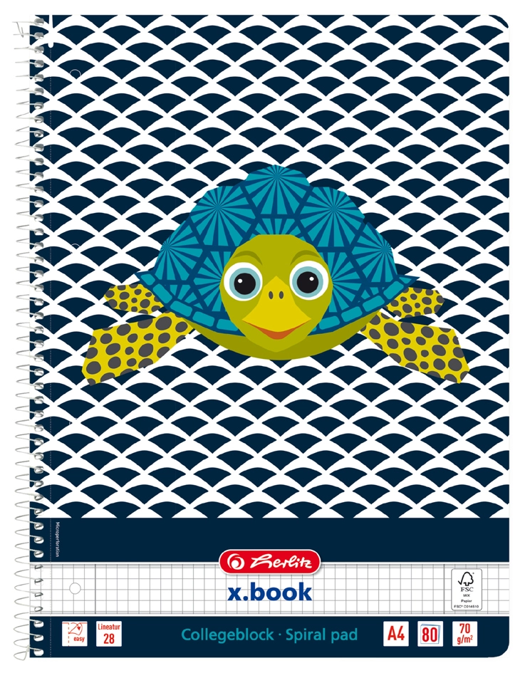 Een "herlitz collegeblok ""cute animals turtle"" din a4 geruit " koop je bij NiceSupplies.nl