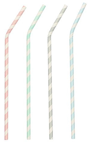 Een "papstar papier-rietje ""stripes"" 220 mm gekleurd assorti " koop je bij NiceSupplies.nl