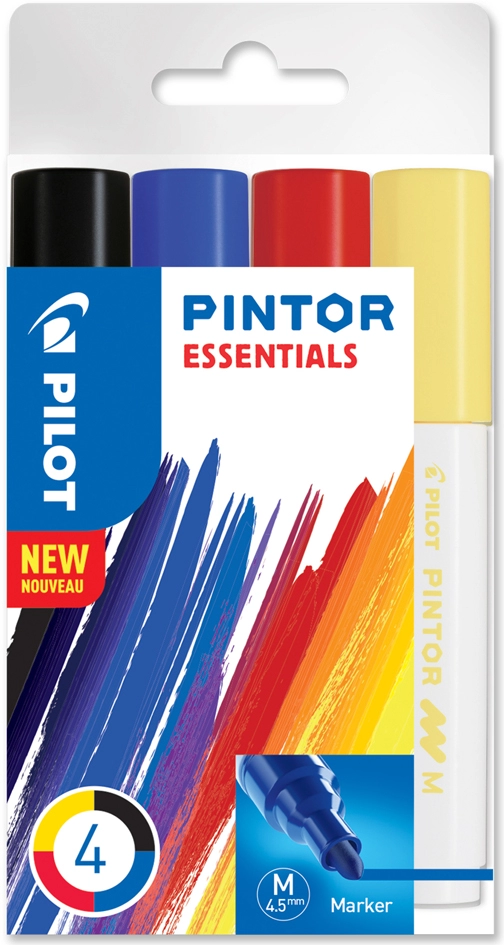 Een "pilot pigmentmarker pintor medium 4stuks set ""essentials"" " koop je bij NiceSupplies.nl