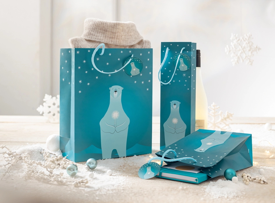 Een "sigel kerst-cadeautas ""polar bear with candle"" groot" koop je bij NiceSupplies.nl