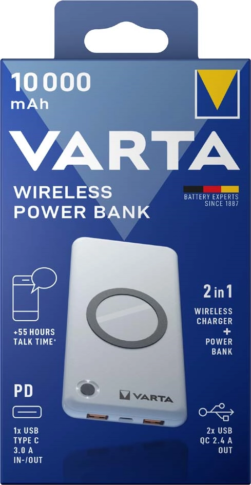 Een "varta accu ""wireless power bank"" 15.000 mah wit " koop je bij NiceSupplies.nl