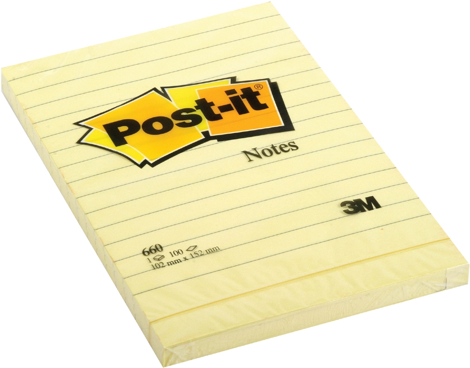 Een 3m post-it notes zelfklevende memoblaadjes 76x76mm geel lijn koop je bij NiceSupplies.nl