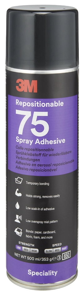 Een 3m spuitlijm repositionable 75 wiederlösbar transparant 500ml koop je bij NiceSupplies.nl