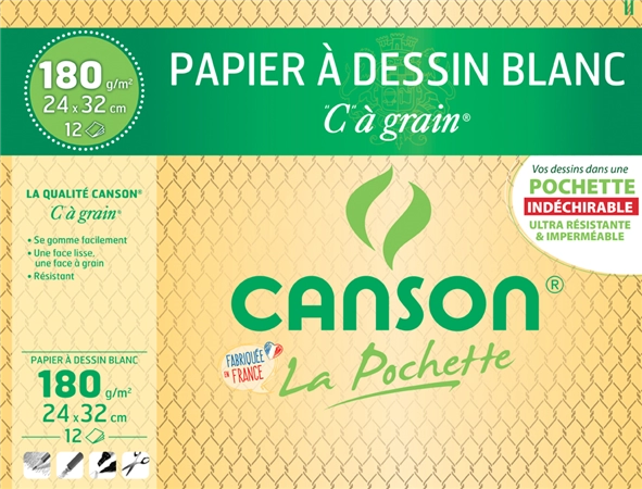 Een "canson tekenpapier ""c"" à grain 320x240 mm 180 g/qm " koop je bij NiceSupplies.nl