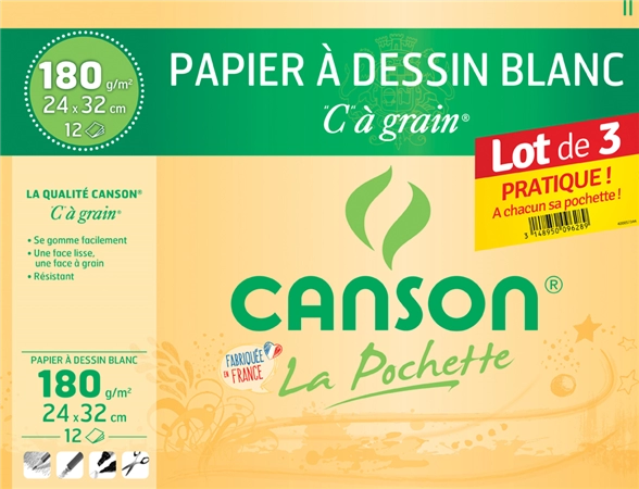 Een "canson tekenpapier ""c"" à grain 320x240 mm 3 stuks set " koop je bij NiceSupplies.nl