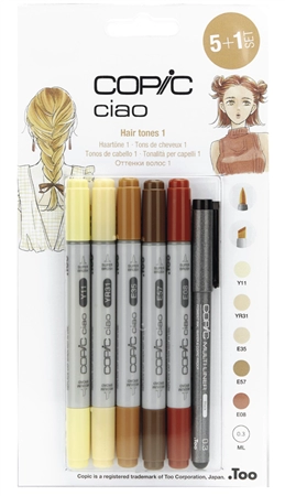 Een "copic marker ciao 5+1 set ""hair tones 1"" " koop je bij NiceSupplies.nl