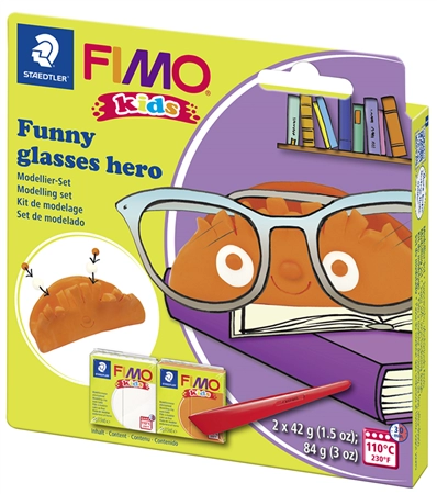 Een "fimo kids boetseer-set ""funny glasses hero"" blister " koop je bij NiceSupplies.nl