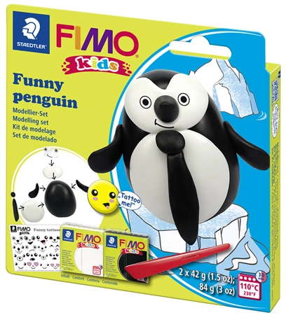 Een "fimo kids boetseer-set ""funny penguin"" blister " koop je bij NiceSupplies.nl