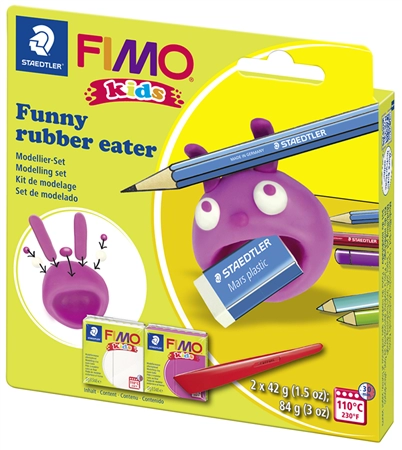 Een "fimo kids boetseer-set ""funny rubber eater"" blister " koop je bij NiceSupplies.nl