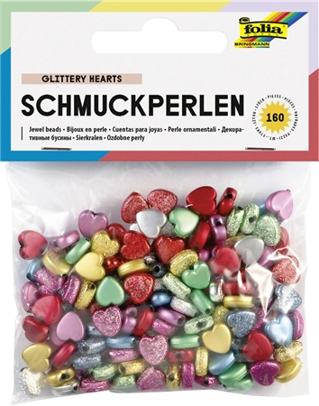 Een "folia sierkralen ""glittery hearts"" glatt/geprägt " koop je bij NiceSupplies.nl