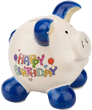 Een "hergo swiggie spaarvarken ""happy birthday girl"" medium " koop je bij NiceSupplies.nl