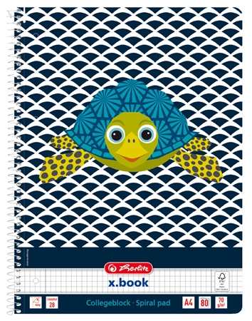 Een "herlitz collegeblok ""cute animals turtle"" din a4 geruit " koop je bij NiceSupplies.nl