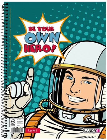 Een "landre collegeblok ""be your own hero"" din a4 geruit " koop je bij NiceSupplies.nl