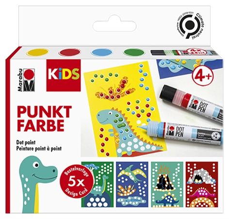 Een "marabu kids punktfarbe dot pen set ""dino"" 4x25 ml " koop je bij NiceSupplies.nl