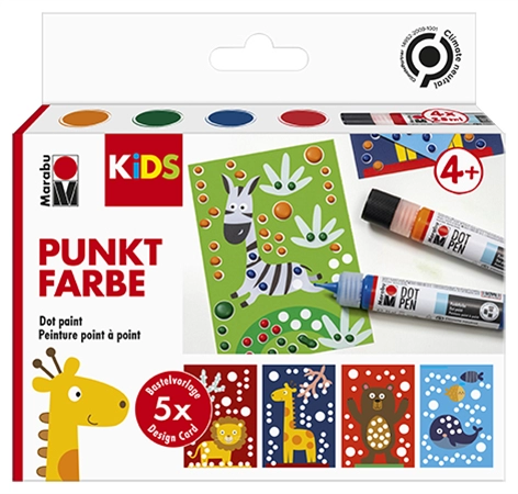 Een "marabu kids punktfarbe dot pen set ""tiere"" 4x25 ml " koop je bij NiceSupplies.nl