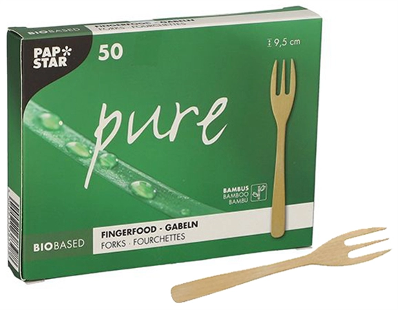 Een "papstar fingerfood-vork ""pure"" 95 mm naturel " koop je bij NiceSupplies.nl