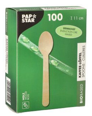 Een "papstar hout-koffielepel ""pure"" gewachst lengte: 110 mm " koop je bij NiceSupplies.nl