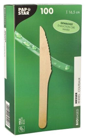 Een "papstar hout-mes ""pure"" gewachst lengte: 165 mm " koop je bij NiceSupplies.nl