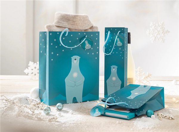 Een "sigel kerst-flessentas ""polar bear with candle"" " koop je bij NiceSupplies.nl