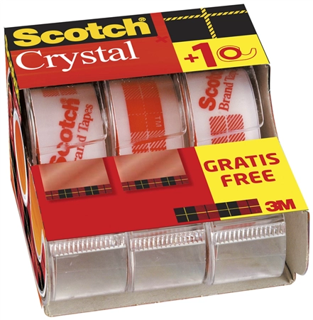 Een 3m scotch plakband crystal clear 600 inclusief handafroller koop je bij NiceSupplies.nl