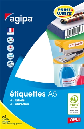 Een agipa universele etiketten 38 5x26 5mm wit koop je bij NiceSupplies.nl