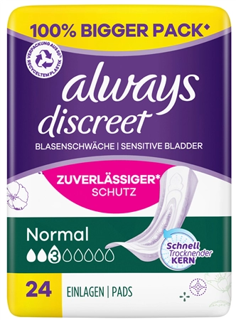 Een always discreet incontinentie-inlegger normal big pak koop je bij NiceSupplies.nl