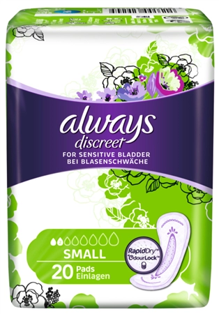 Een always discreet incontinentie luier small 20 koop je bij NiceSupplies.nl