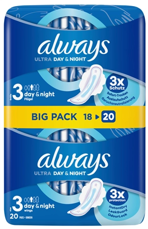 Een always maxi maandverband night met vleugels bigpack koop je bij NiceSupplies.nl