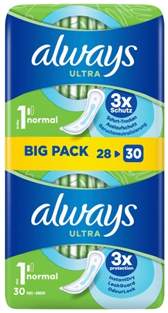 Een always ultra maandverband normal bigpak maat 1 koop je bij NiceSupplies.nl