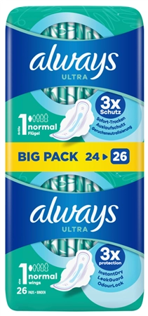 Een always ultra maandverband normal met vleugels bigpack koop je bij NiceSupplies.nl