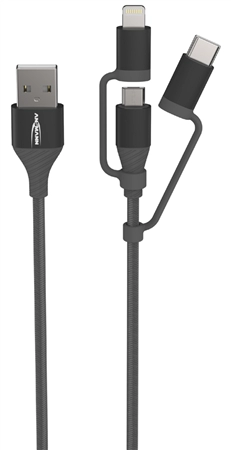 Een ansmann 3in1 daten-& ladekabel lightning/usb-c/micro-usb koop je bij NiceSupplies.nl