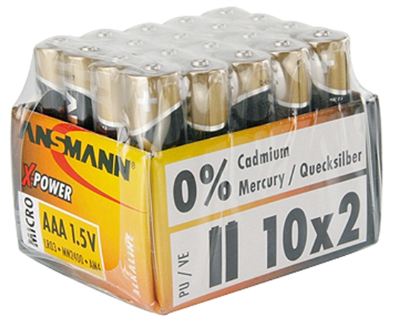 Een ansmann alkaline batterij x-power micro aaa 20 stuks display koop je bij NiceSupplies.nl