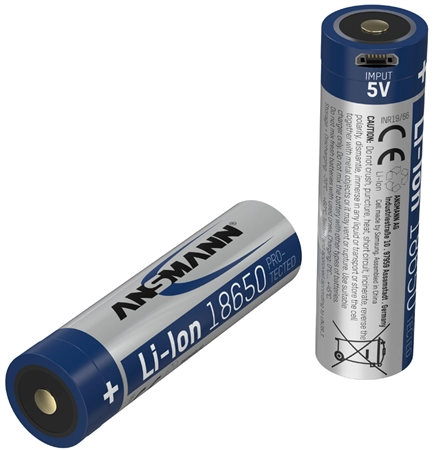 Een ansmann li-ion accu 18650 met micro-usb koppeling 2 600 mah koop je bij NiceSupplies.nl