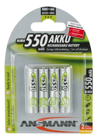 Een ansmann maxe nimh accu micro aaa 4 stuks blister 550 mah koop je bij NiceSupplies.nl