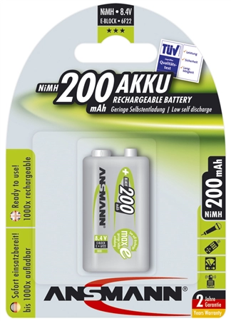 Een ansmann nimh accu maxe 9v-blok 200 mah 1 op blister koop je bij NiceSupplies.nl