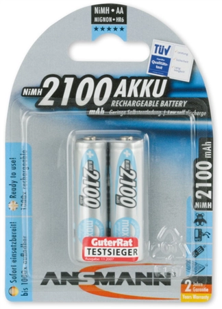 Een ansmann nimh accu maxe mignon aa 2100 mah 2 stuks blister koop je bij NiceSupplies.nl