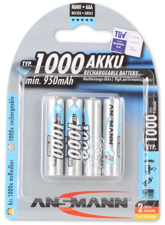 Een ansmann nimh accu premium micro aaa 1000 mah 2 stuks blister koop je bij NiceSupplies.nl