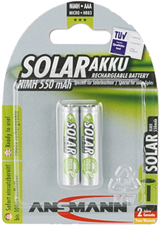 Een ansmann nimh accu solar micro aaa 550 mah 2 stuks blister koop je bij NiceSupplies.nl