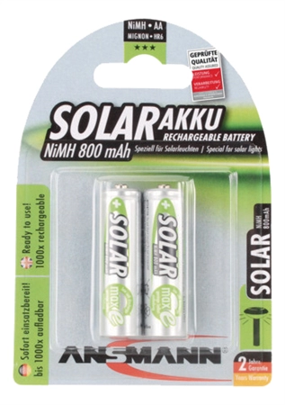 Een ansmann solar nimh accu mignon aa 800 mah 2 stuks blister koop je bij NiceSupplies.nl