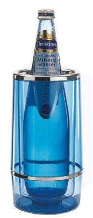 Een aps flessenkoeler polystyrol blauw met chromrand koop je bij NiceSupplies.nl