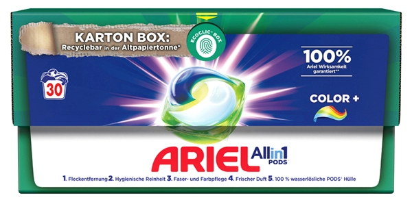 Een ariel 3in1 pods wasmiddel color 15 wl in kartonbox koop je bij NiceSupplies.nl